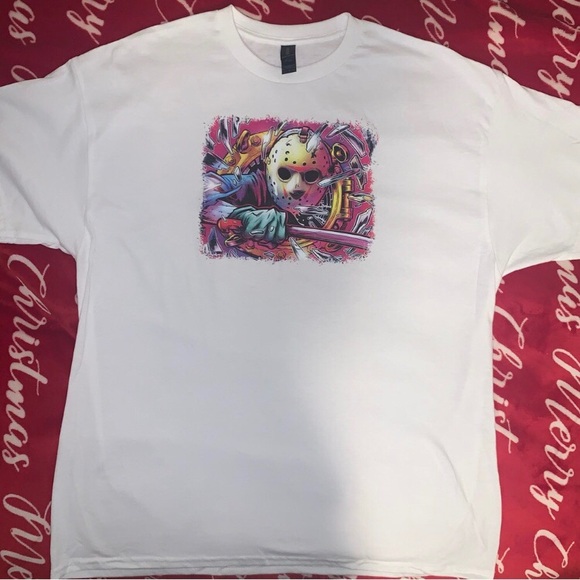 Custom Made Jason Voorhees White Tee - Picture 1 of 3